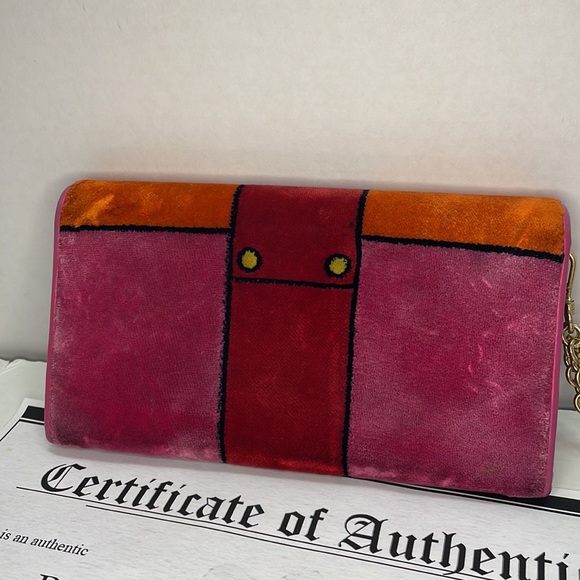 Authentic PRADA cahier pink velvet clutch wristlet bag with card and COA - Picture 3 of 11